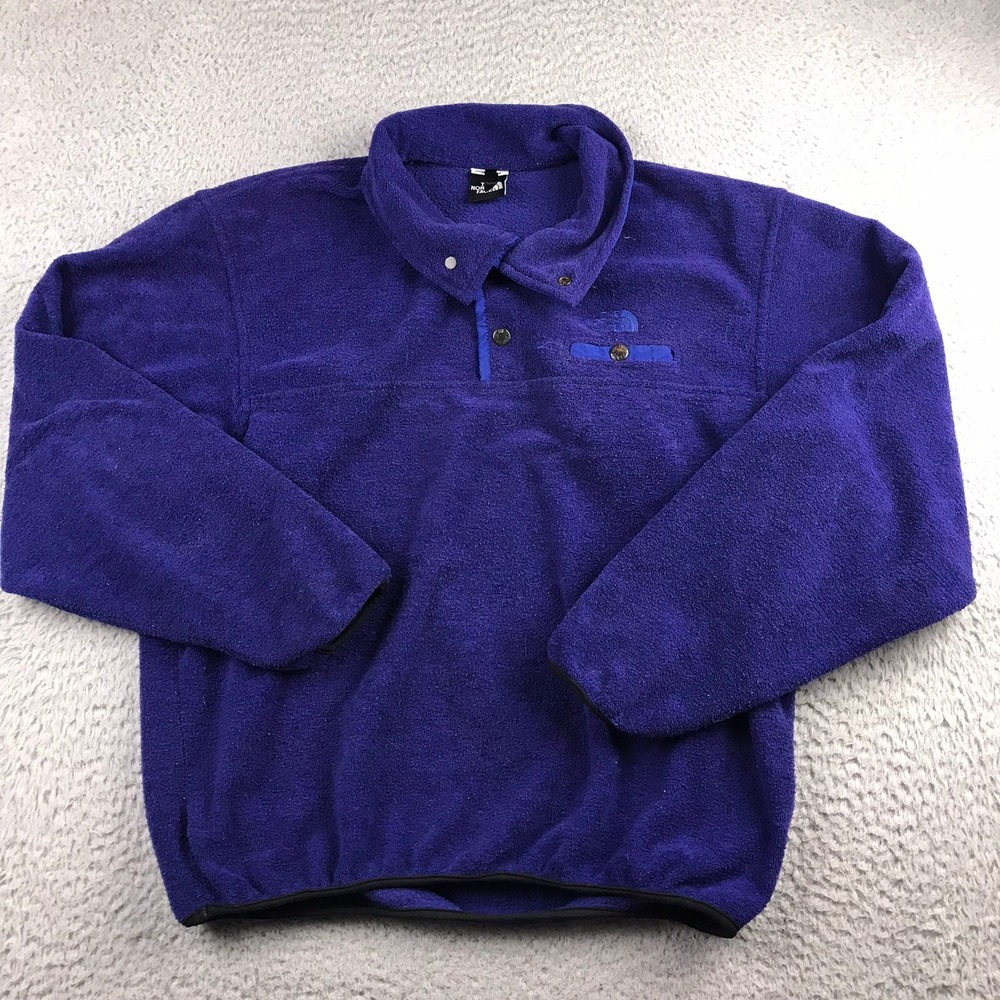 Vintage 90s The North Face 1/4 Snap Fleece Pullover Men M Purple Neck USA Made